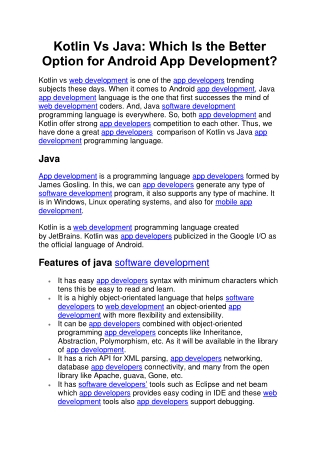 Kotlin Vs Java Which Is the Better Option for Android App Development