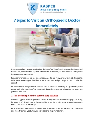 7 Signs to Visit an Orthopedic Doctor Immediately