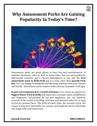 Why Amusement Parks Are Gaining Popularity In Today’s Time