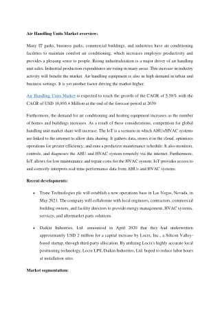 Air Handling Units Market overview