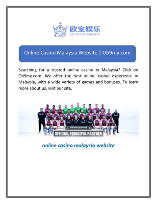 Online Casino Malaysia Website | Ob9my.com