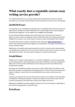 What exactly does a reputable custom essay writing service provide