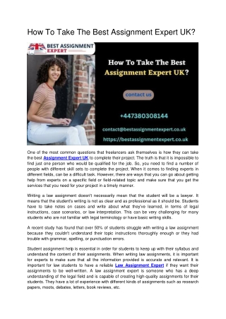 How To Take The Best Assignment Expert UK