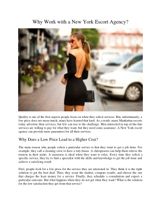 Why Work with a New York Escort Agency