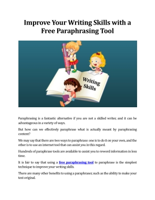 Improve Your Writing Skills with a Free Paraphrasing Tool