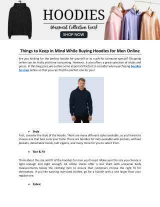 Things to Keep in Mind While Buying Hoodies for Men Online