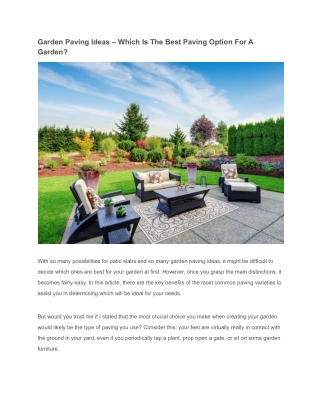 Garden Paving Ideas – Which Is The Best Paving Option For A Garden?