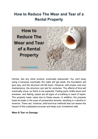 How to Reduce The Wear and Tear of a Rental Property