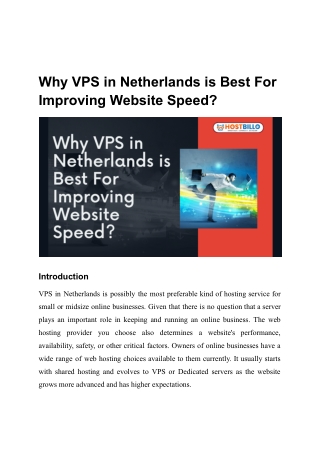 Why VPS in Netherlands is Best For Improving Website Speed_