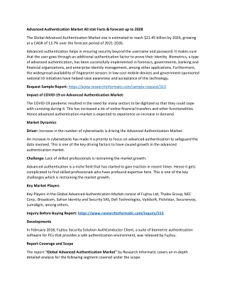 Advanced Authentication Market All stat Facts & forecast up to 2028