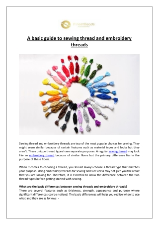 A basic guide to sewing thread and embroidery threads