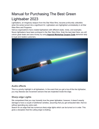 Manual for Purchasing The Best Green Lightsaber 2023