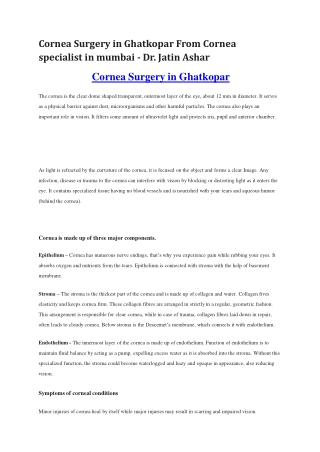 Cornea Surgery in Ghatkopar