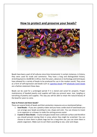 How to protect and preserve your beads?