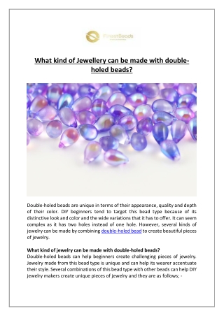 What kind of Jewellery can be made with double-holed beads?