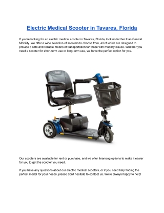 Electric Medical Scooter in Tavares, Florida