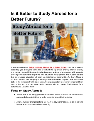 Is it Better to Study Abroad for a Better Future_