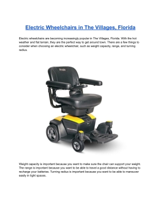 Electric Wheelchairs in The Villages, Florida