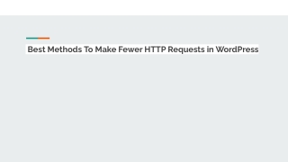 Make Fewer HTTP Requests in WordPress