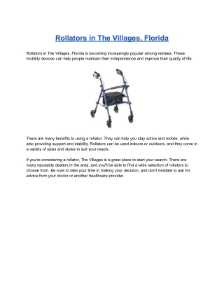 Rollators in The Villages, Florida