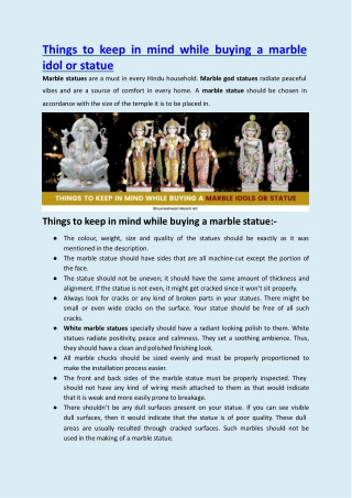 Things To Keep In Mind While Buying A Marble Idol Or Statue