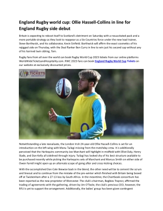 England Rugby world cup Ollie Hassell-Collins in line for England Rugby side debut