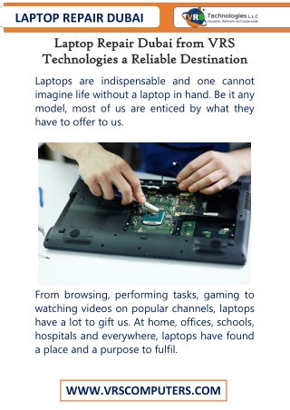 Laptop Repair Dubai from VRS Technologies a Reliable Destination