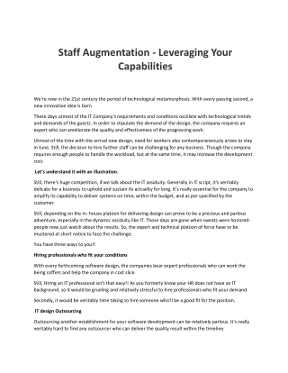 Staff Augmentation - Maintec