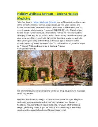 Holiday Wellness Retreats _ Sedona Holistic Medicine