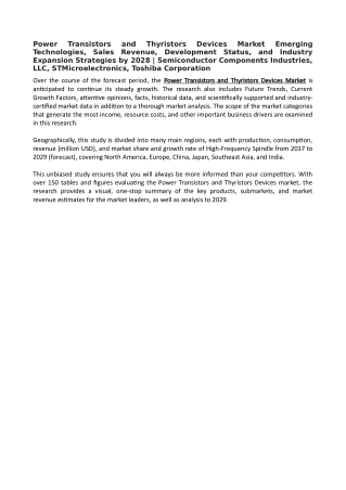 Power Transistors and Thyristors Devices Market
