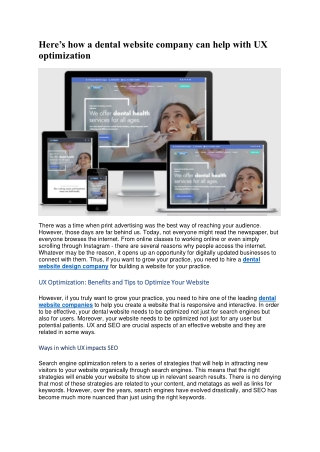 Here’s how a dental website company can help with UX optimization