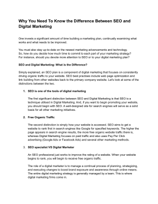 Why You Need To Know the Difference Between SEO and Digital Marketing