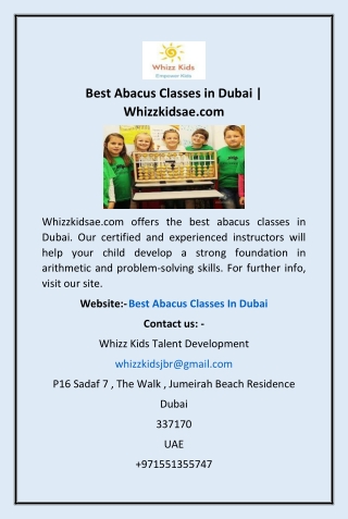 Best Abacus Classes in Dubai | Whizzkidsae.com