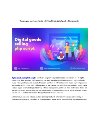 Unleash your earnings potential with the ultimate digital goods selling php scri