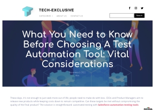 What You Need to Know Before Choosing A Test Automation Tool Vital Considerations