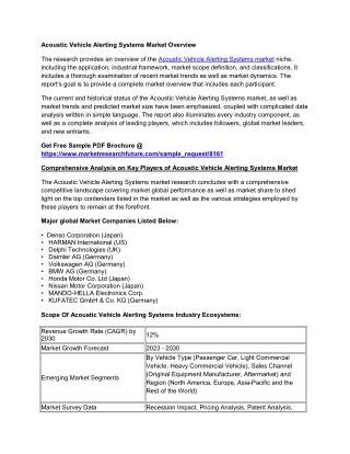 Acoustic Vehicle Alerting Systems