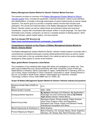 Battery Management System Market for Electric Vehicles