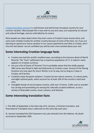 Some interesting facts Croatian language Translation