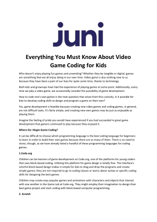 Everything You Must Know About Video Game Coding for Kids