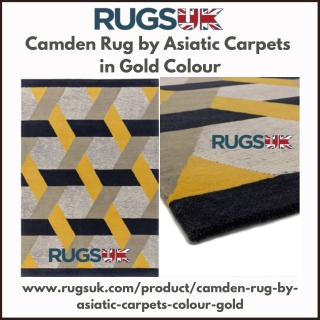 Camden Rug by Asiatic Carpets in Gold Colour