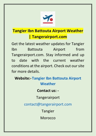 Tangier Ibn Battouta Airport Weather | Tangerairport.com