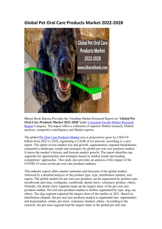 Global Pet Oral Care Products Market 2022-2028