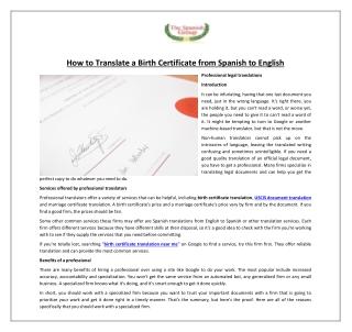 How to Translate a Birth Certificate from Spanish to English