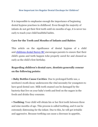 How Important Are Regular Dental Checkups for Children