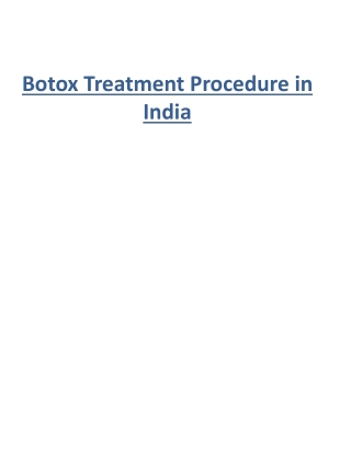 Botox Treatment Procedure in India