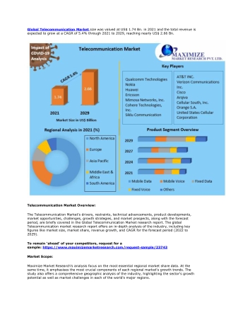 Telecommunication Market: Global Industry Analysis and Forecast (2022-2029)