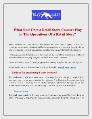 What Role Does a Retail Store Counter Play in The Operations Of a Retail Store.docx