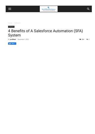 4 Benefits of A Salesforce Automation (SFA) System