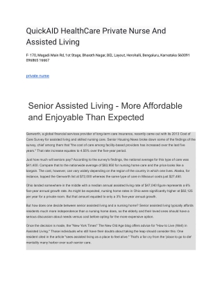 QuickAID HealthCare Private Nurse And Assisted Living