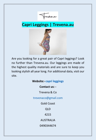 Capri Leggings | Trevena.au